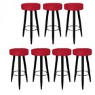 Kit 07 Banqueta Alta Lia Preto Suede Vermelho