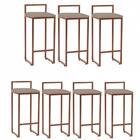 Kit 07 Banqueta Alta Lina Bronze Corino Bege