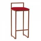 Kit 07 Banqueta Alta Lina Bronze Corino Vermelho