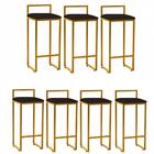 Kit 07 Banqueta Alta Lina Dourado Corino Marrom