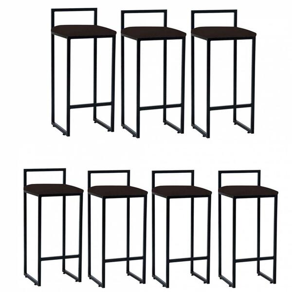 Kit 07 Banqueta Alta Lina Preto Corino Marrom