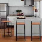 Kit 07 Banqueta Alta Lina Preto Madeira Maciça Peroba Rosa