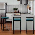 Kit 07 Banqueta Alta Lina Preto Suede Azul Turquesa