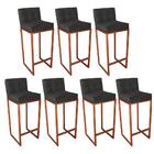 Kit 07 Banqueta Alta Linne Bronze Corino Cinza