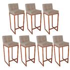 Kit 07 Banqueta Alta Linne Bronze Suede Bege