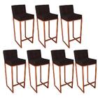 Kit 07 Banqueta Alta Linne Bronze Suede Marrom