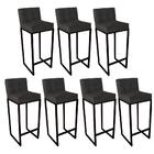 Kit 07 Banqueta Alta Linne Preto Suede Cinza