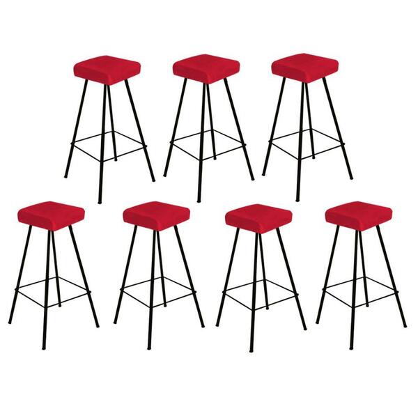 Kit 07 Banqueta Alta Lira Eiffel Preto Vermelho