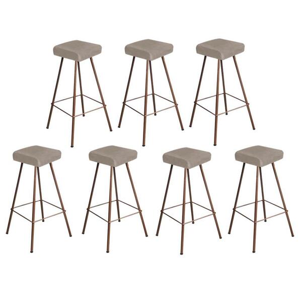 Kit 07 Banqueta Alta Lira Industrial Bronze Bege