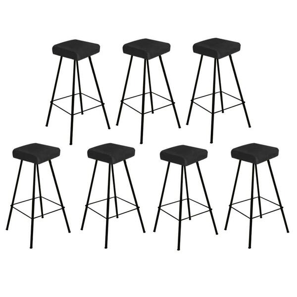 Kit 07 Banqueta Alta Lira Industrial Preto Preto