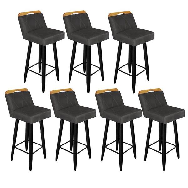 Kit 07 Banqueta Alta Lith Preto Cinza