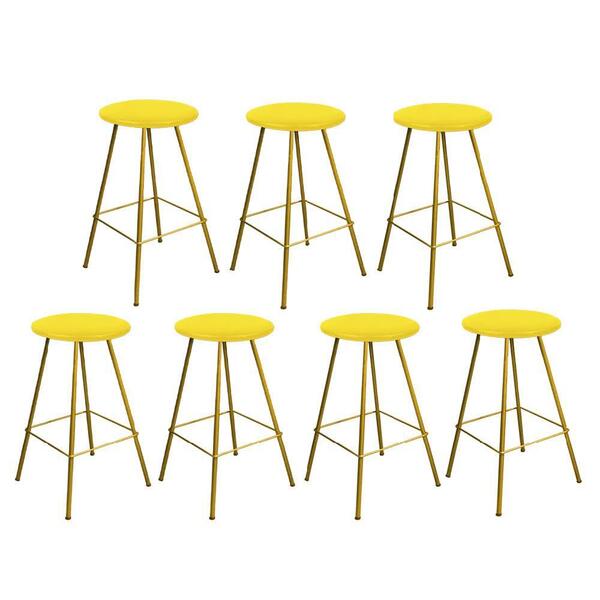 Kit 07 Banqueta Alta Loni Eiffel Dourado Amarelo