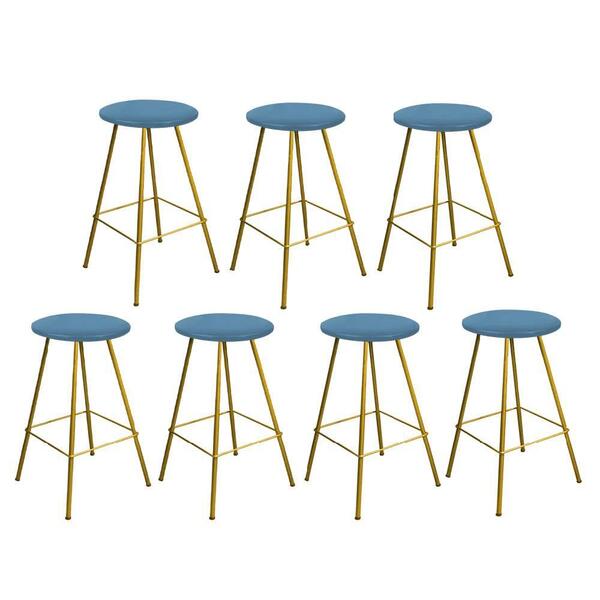 Kit 07 Banqueta Alta Loni Eiffel Dourado Azul Turquesa