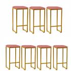 Kit 07 Banqueta Alta Lua Dourado Suede Rose Gold