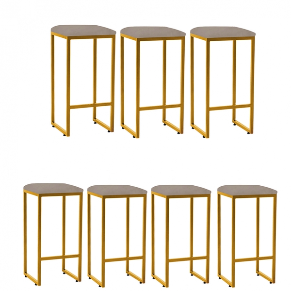 Kit 07 Banqueta Alta Lua Industrial Cozinha Bar Balcão Bistrô