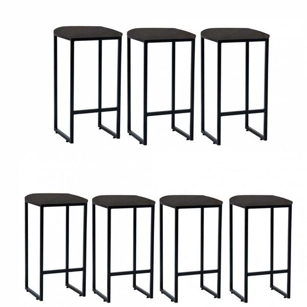 Kit 07 Banqueta Alta Lua Preto Cinza