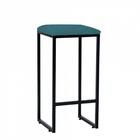 Kit 07 Banqueta Alta Lua Preto Suede Azul Turquesa