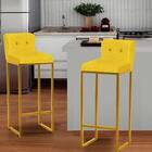 Kit 07 Banqueta Alta Lucca Dourado Amarelo