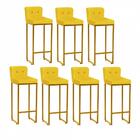Kit 07 Banqueta Alta Lucca Dourado Amarelo