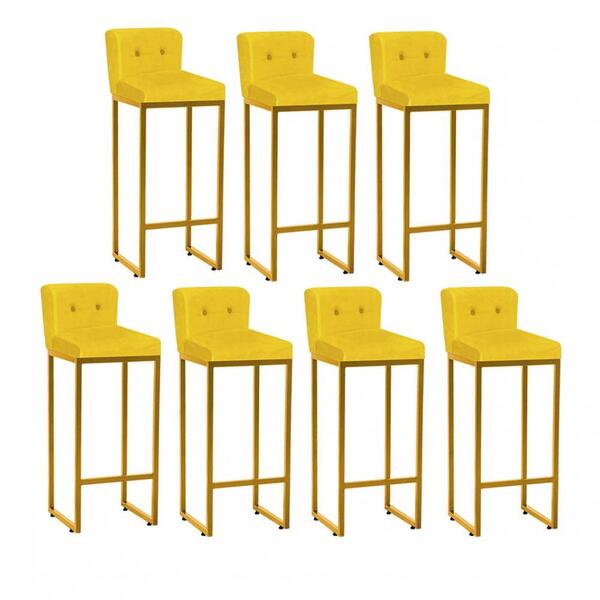 Kit 07 Banqueta Alta Lucca Dourado Amarelo
