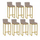 Kit 07 Banqueta Alta Lucca Dourado Bege