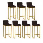 Kit 07 Banqueta Alta Lucca Dourado Marrom