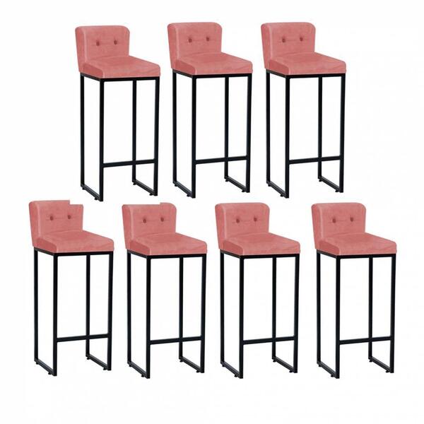 Kit 07 Banqueta Alta Lucca Preto Rose Gold