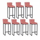 Kit 07 Banqueta Alta Lucca Preto Rose Gold