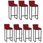 Kit 07 Banqueta Alta Lucca Preto Vermelho