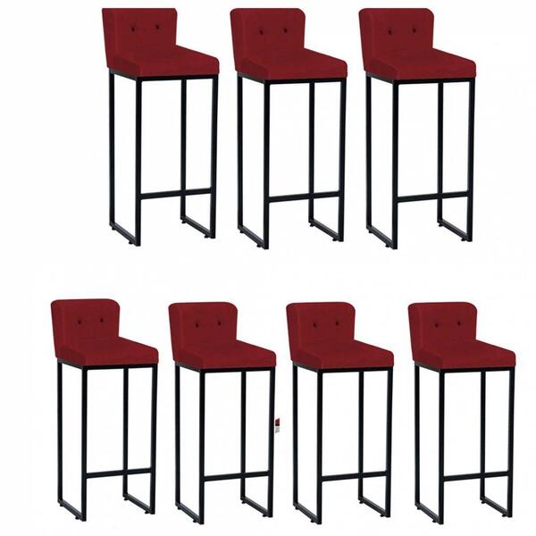 Kit 07 Banqueta Alta Lucca Preto Vermelho