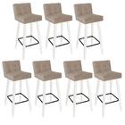 Kit 07 Banqueta Alta Lucy Branco Corino Bege