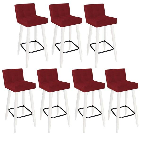 Kit 07 Banqueta Alta Lucy Branco Vermelho