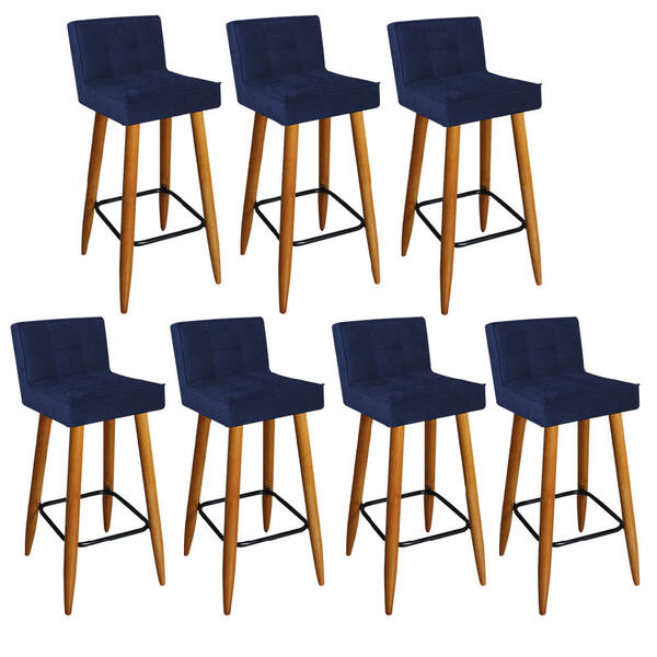 Kit 07 Banqueta Alta Lucy Com Encosto Cozinha Bar Balcão Bist