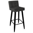 Kit 07 Banqueta Alta Lucy Preto Corino Cinza