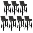 Kit 07 Banqueta Alta Lucy Preto Corino Cinza