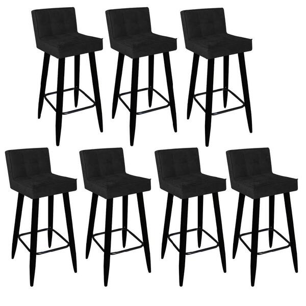 Kit 07 Banqueta Alta Lucy Preto Preto