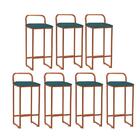 Kit 07 Banqueta Alta Luffi Com Encosto Bronze Azul