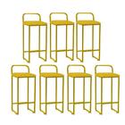 Kit 07 Banqueta Alta Luffi Com Encosto Dourado Amarelo