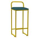 Kit 07 Banqueta Alta Luffi Com Encosto Dourado Azul