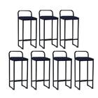 Kit 07 Banqueta Alta Luffi Com Encosto Preto Azul Marinho