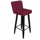 Kit 07 Banqueta Alta Preto Botão Corino Vermelho