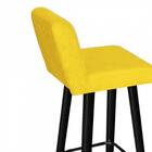 Kit 07 Banqueta Alta Preto Botão Suede Amarelo