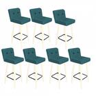 Kit 07 Banqueta Alta Preto Suede Azul Turquesa