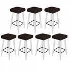 Kit 07 Banqueta Alta Quadrado Luma Branco Marrom