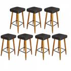 Kit 07 Banqueta Alta Quadrado Luma Castanho Cinza