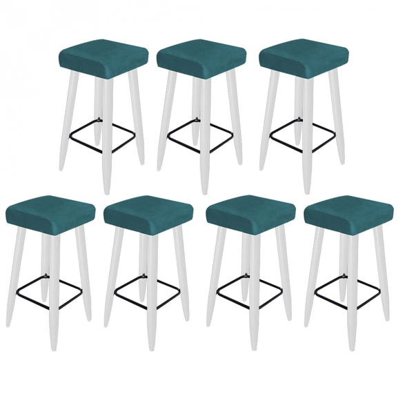 Kit 07 Banqueta Alta Quadrado Luma Para Cozinha Bar Balcão Bi