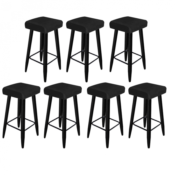 Kit 07 Banqueta Alta Quadrado Luma Para Cozinha Bar Balcão Bi