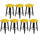 Kit 07 Banqueta Alta Quadrado Luma Preto Amarelo