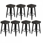 Kit 07 Banqueta Alta Quadrado Luma Preto Cinza