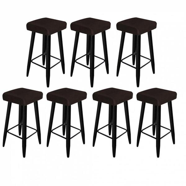 Kit 07 Banqueta Alta Quadrado Luma Preto Marrom